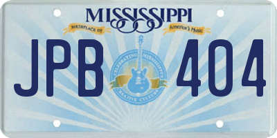 MS license plate JPB404