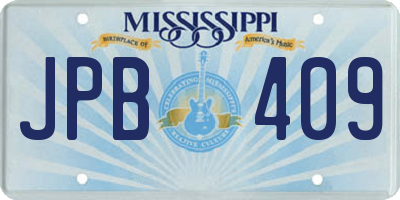 MS license plate JPB409