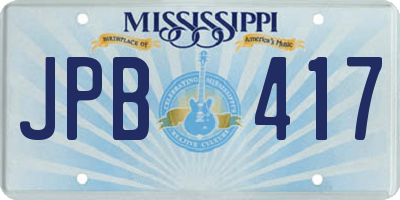 MS license plate JPB417