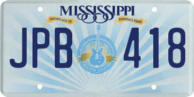 MS license plate JPB418