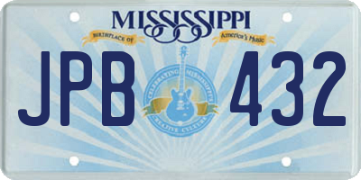 MS license plate JPB432