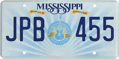 MS license plate JPB455
