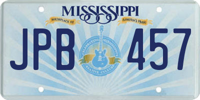MS license plate JPB457