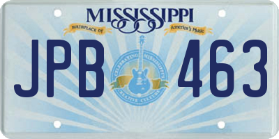 MS license plate JPB463