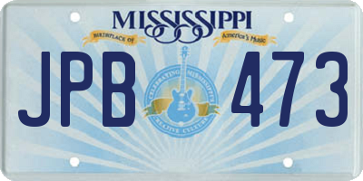 MS license plate JPB473