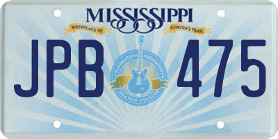 MS license plate JPB475