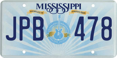 MS license plate JPB478