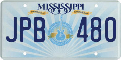 MS license plate JPB480