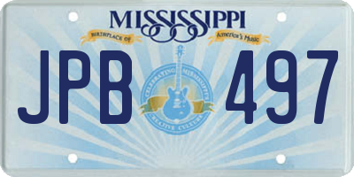 MS license plate JPB497
