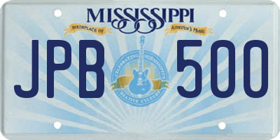 MS license plate JPB500