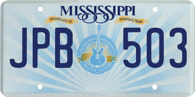 MS license plate JPB503