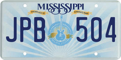 MS license plate JPB504