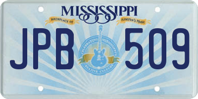 MS license plate JPB509