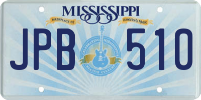 MS license plate JPB510