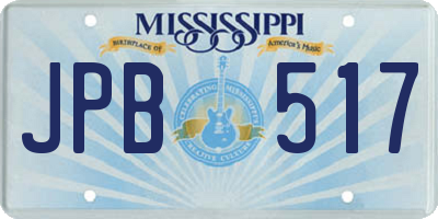 MS license plate JPB517