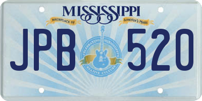 MS license plate JPB520