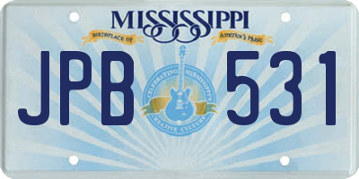 MS license plate JPB531