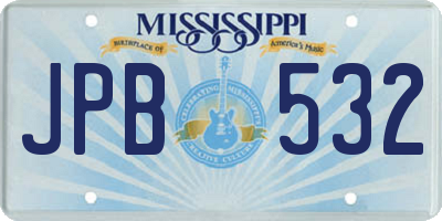 MS license plate JPB532