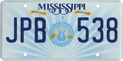 MS license plate JPB538