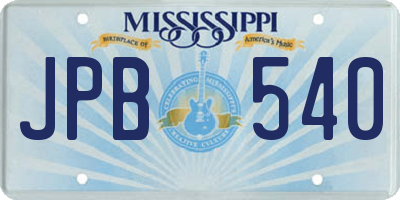 MS license plate JPB540