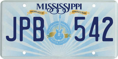 MS license plate JPB542