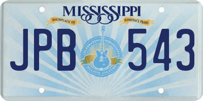 MS license plate JPB543