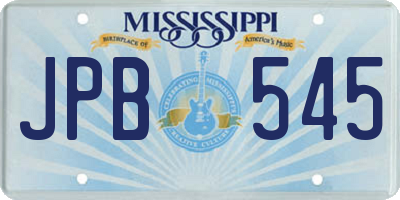 MS license plate JPB545