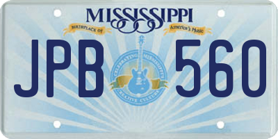 MS license plate JPB560