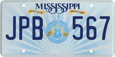 MS license plate JPB567
