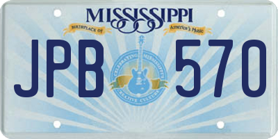 MS license plate JPB570