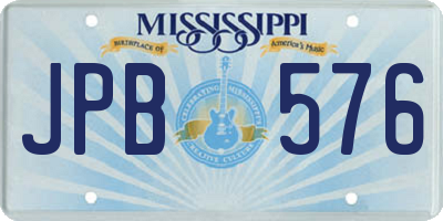 MS license plate JPB576