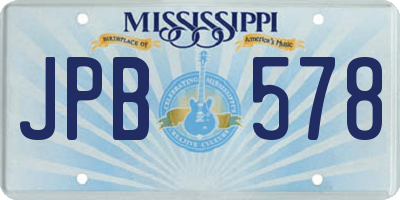MS license plate JPB578