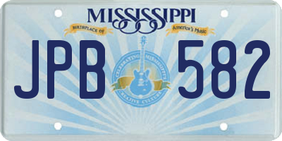 MS license plate JPB582