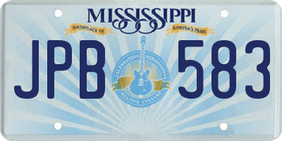 MS license plate JPB583