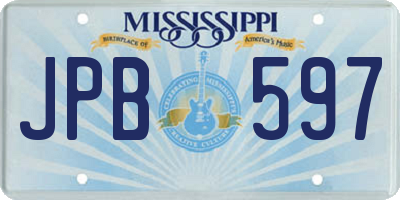 MS license plate JPB597