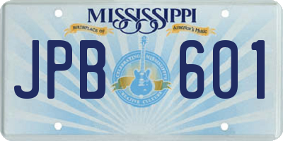 MS license plate JPB601