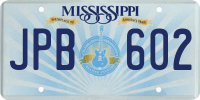 MS license plate JPB602