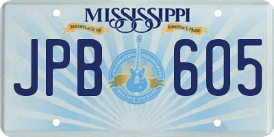 MS license plate JPB605