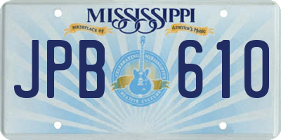MS license plate JPB610