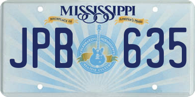 MS license plate JPB635