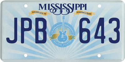 MS license plate JPB643