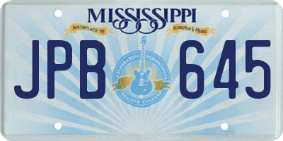 MS license plate JPB645