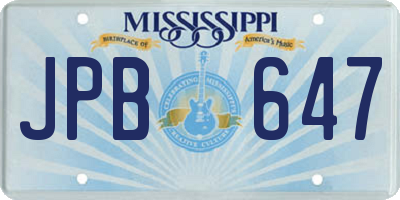 MS license plate JPB647