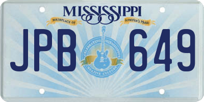 MS license plate JPB649