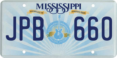 MS license plate JPB660