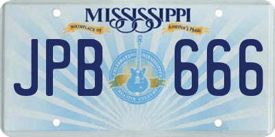 MS license plate JPB666