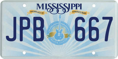 MS license plate JPB667
