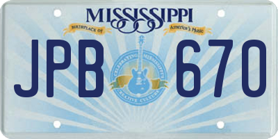 MS license plate JPB670