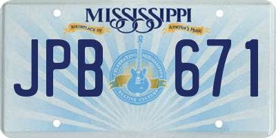 MS license plate JPB671