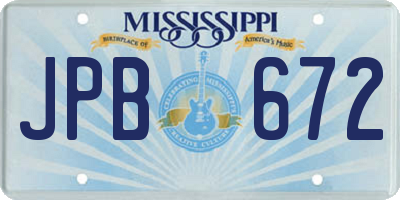 MS license plate JPB672